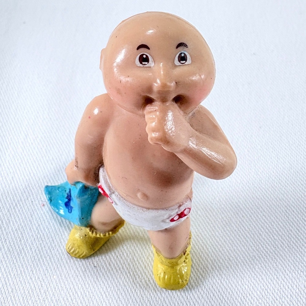 Vintage 1984 Cabbage Patch Kids PVC Figure 2" Tan Baby Diaper Thumb in Mouth